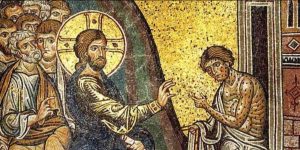 Jesus heals the leper, unknown mosaic