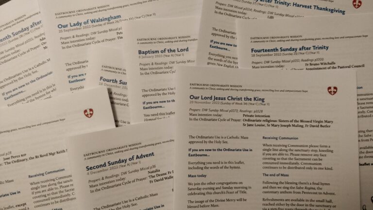 Weekly pew sheets