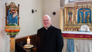 The Rector of the National Shrine, Fr Robert Billing, in the Slipper Chapel